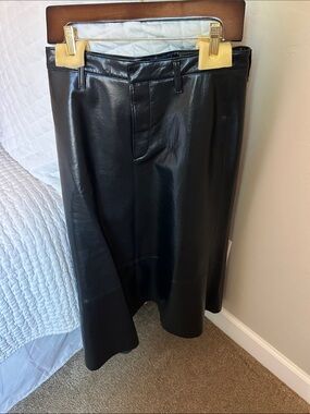 Citizens Of Humanity Black Faux Leather A-Line Midi Skirt